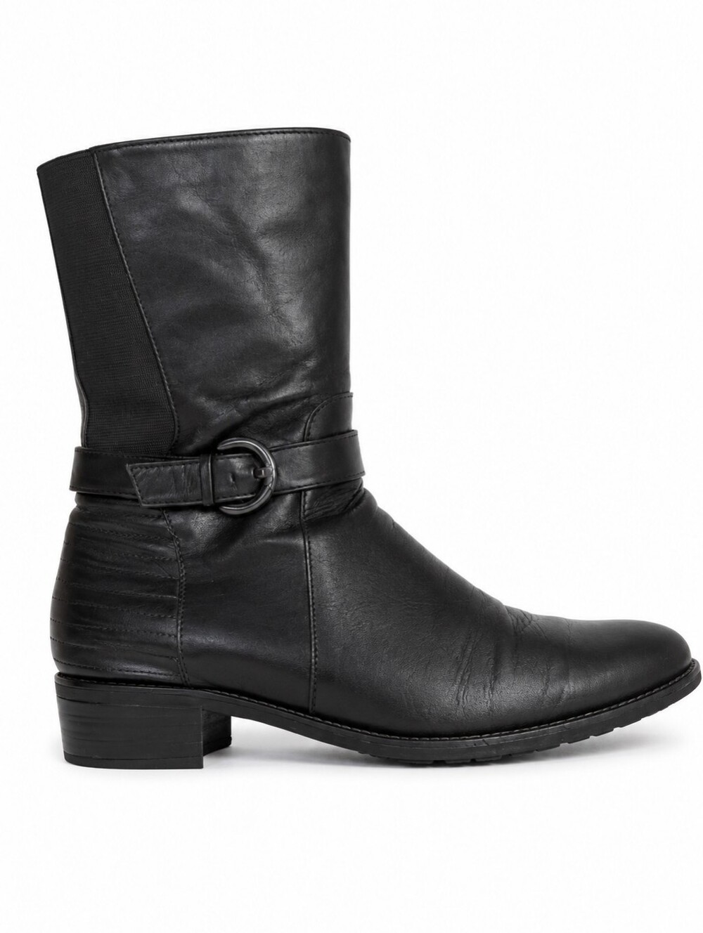 Aquatalia black leather moto boots in a size 8,